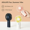 thumbnail image 2 of JISULIFE Handheld Portable Fan [20H Max Cooling Time] Mini Hand Fan, 4000mAh USB Rechargeable Personal Fan, Battery Operated Small Fan with 3 Speeds for Travel/Commute/Makeup/Office-Blue, 2 of 5