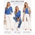 thumbnail image 5 of QUALFORT Women’s V-Neck Cable Knit Sweater, Lightweight Long Sleeve Pullover, Blue, Size XL, 5 of 7