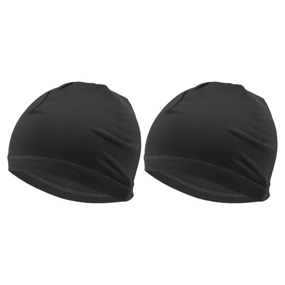 Unique Bargains Cycling Hat Sweat Wicking Breathable Hard Hat Liner Milk Silk Fabric Black 24x17cm 2 Pcs