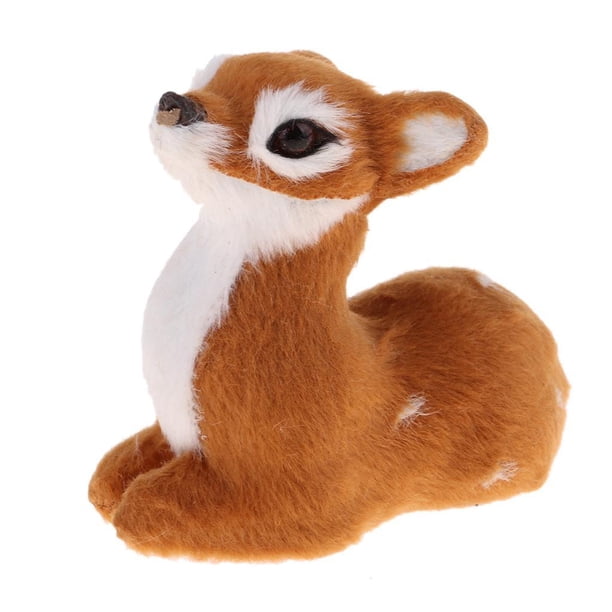 Figuras de animales coleccionables, alce navideño, peluche de reno, modelo de juguete para niños Sentada femenina de color marrón claro