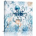 thumbnail image 2 of Octopus Wall Art Painting on Canvas, Blue Coastal Starfish Ocean Coral Nautical Canvas Art Home Prints Wall Art Framed Modern Artwork for Living Room Bedroom Wall Decor 16x16in, 2 of 9