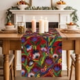 thumbnail image 3 of Abstract Flowers Cotton Linen Table Runner for Dining Kitchen, Spring Botanical Floral Leaf Plant Red Wedding Outdoor Party Tablerunners, Dresser Scarf Coffee Tablecloth Runners 13x108 Inches, 3 of 8