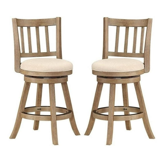 Home Square 24" Sheldon Swivel Counter Stool in Ivory - Set of 2