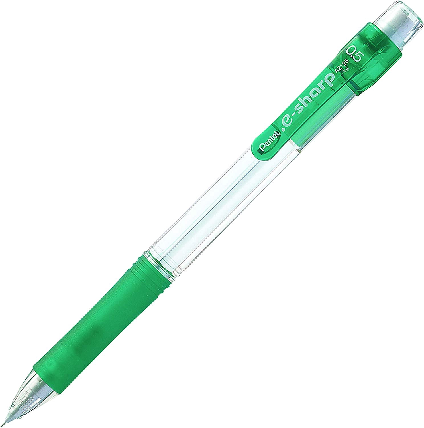Pentel E-Sharp Automatic Pencil, 0.5mm, Green Accents, Box of 12 (AZ125D)