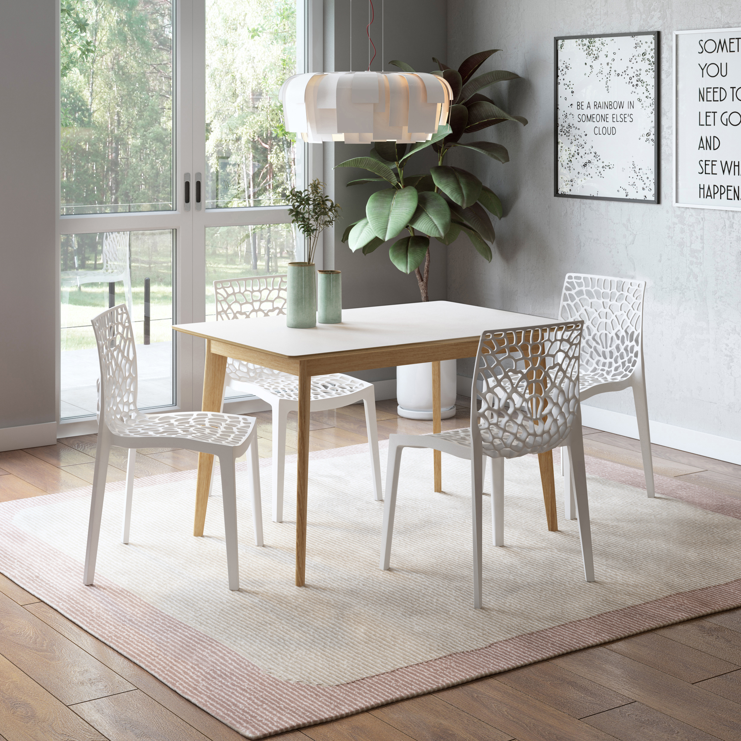 white melamine table and chairs