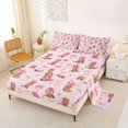 thumbnail image 2 of Manfei Vintage Western Cowgirl Full Size Sheets For Girls,Pink Bowknot Print Bed Sheets For Kids,4 Pieces, 2 of 6