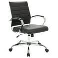 thumbnail image 3 of Benmar Mid-Back Office Chair in Black Leather Upholstery with Swivel, Tilt, and Chrome Base, Modern Desk Seating for Home Office or Conference Room, 3 of 11