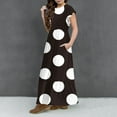 thumbnail image 6 of AJTQTH High Waist Sundress for Girls Stylish Polka Dots Tunic Pockets Princess Dress Round Neck Flutter Sleeve Flowy Maxi Dress Brown 6 Years, 6 of 7