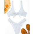 thumbnail image 2 of ZAFUL for Women Thong Plaid Front Tie Bikini Set Grey and White XL, 2 of 6