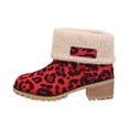 thumbnail image 2 of AUDeals Women's Snow Booties, Leopard Print Fur Lined Boots with Chunky Heel Comfort for Winter Outdoor Wear (Red, 8), 2 of 6