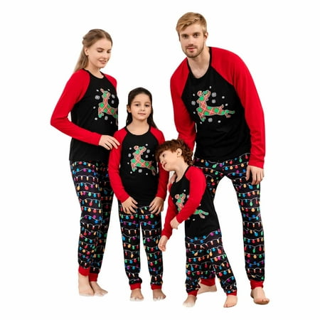 

Odeerbi Reduced Christmas Pajamas For Family Boys Girls Matching Sets Casual Printed Top With Bottom Outfits Home Wear Black