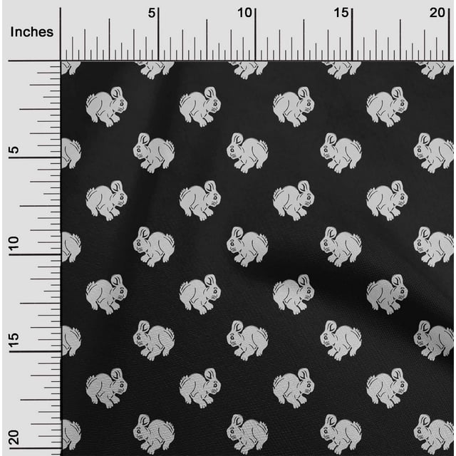 oneOone Tissu Polyester Lycra Tissu à Imprimé Bloc Lapin BTY 56 Pouces de Large