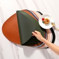 thumbnail image 4 of 4 Pcs Brown Dining Leather Placemats, Wipeable and Washable Placemats, Restaurant Non-slip Table Mats, 4 of 5