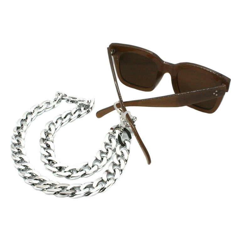 Sunglasses Neck Strap Thick Acrylic Chain Glasses Holder Cords Silver, Size: One Size