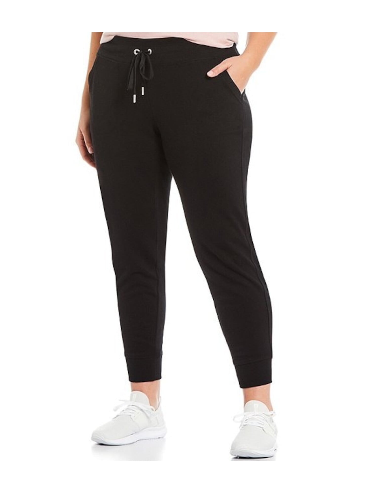 CALVIN KLEIN PERFORMANCE Womens Black Fleece Lined Pocketed Drawstring  Joggers Active Wear Pants M 