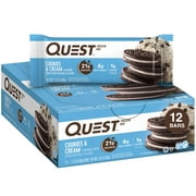 Pack of 2 - Quest Nutrition Cookies & Cream Protein Bars, 21G Protein, 1G Sugar, 4G Net Carb, Gluten Free, Keto Friendly, 12 Count