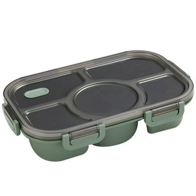 Microwave Divided Plate Lunch Box with 5 Compartments Portable Bento Case Separate Dinning Food Tray for Student Office