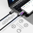 Usb Light Cable USB-A to USB-C 100W Charging Cable with LED Light, 3.9ft Black Braided ...