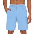thumbnail image 6 of hlysgo Dress Shorts Men with Elastic Waist Casual Solid Color Golf Shorts for Men 9 Inseam Relaxed Fit Summer Bermuda Shorts with Pockets Blue,XXL, 6 of 8