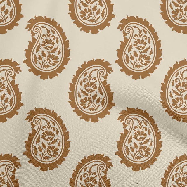 oneOone Viscose Chiffon Peach Fabric Asian Paisley Block Craft Projects Decor Fabric Printed By The Yard 42 Inch Wide