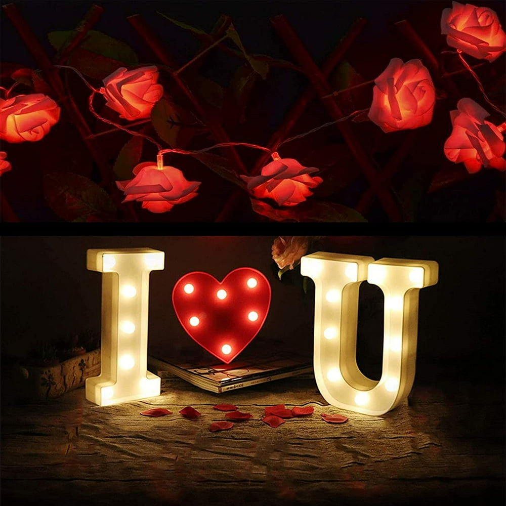 Valentine Decorations String Lights-40 Led Rose Light Battery Powered