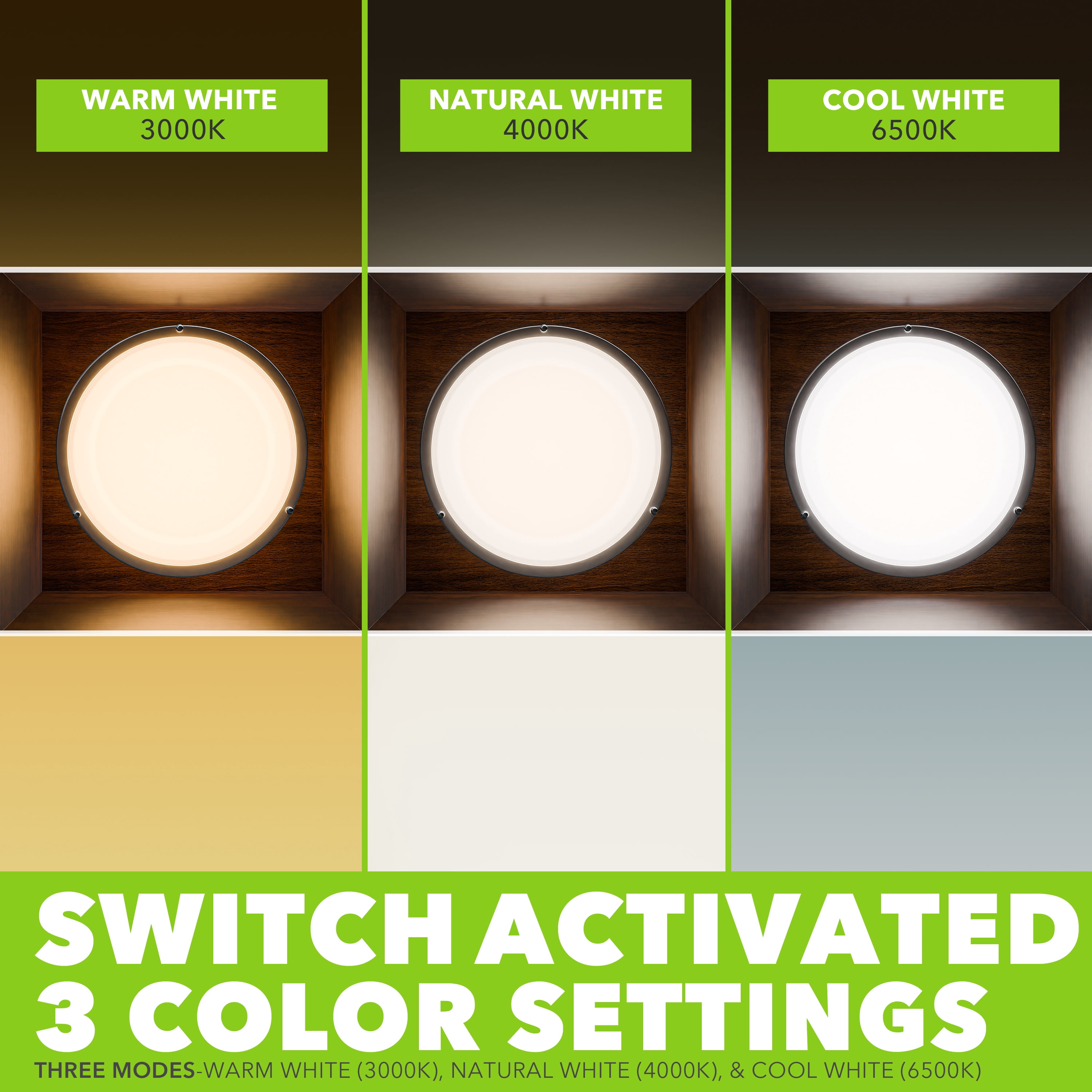 Leisure LED Brushed Nickel Ceiling Light 14 inch Flush Mount Adjustable Light Color (3000K/4000K/6500K) Surface Mount Ceiling Lamp for RV, Trailer, Camper, Boat DC 12V 28W