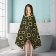thumbnail image 6 of Black Sunflower Leaf Pattern Hooded Bath Towel，50"x30" for Ages 3 To 12 Kids, Quick Dry Lightweight Soft Microfiber Hood Beach Towel Cover Up for Kids, 6 of 7