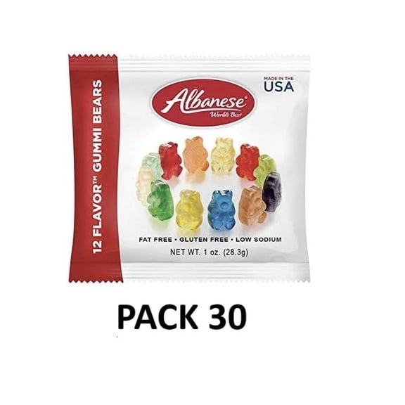 Blue Hippo Albanese 12 Flavor Assorted Gummi Bears 1 Ounce (Pack of 30)