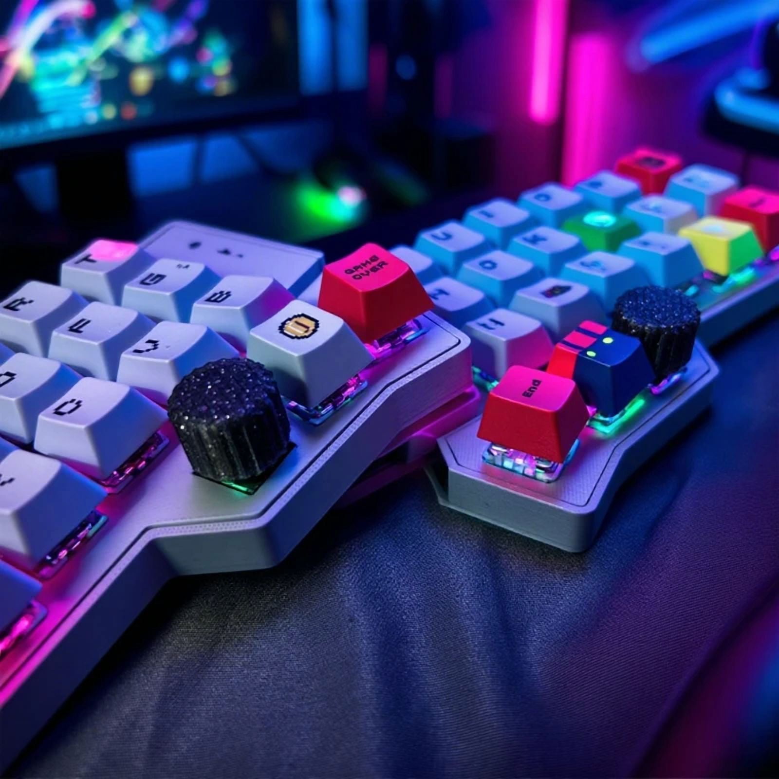 Corne V4.1 Procyon Split Keyboard Kit Square Touchpad Custom RGB VIA with Mouse Knob Hot Swappable Mechanical Keyboard Kit, Wired Single Mode MX Switch, FDM Printed Shell Split Keyboard