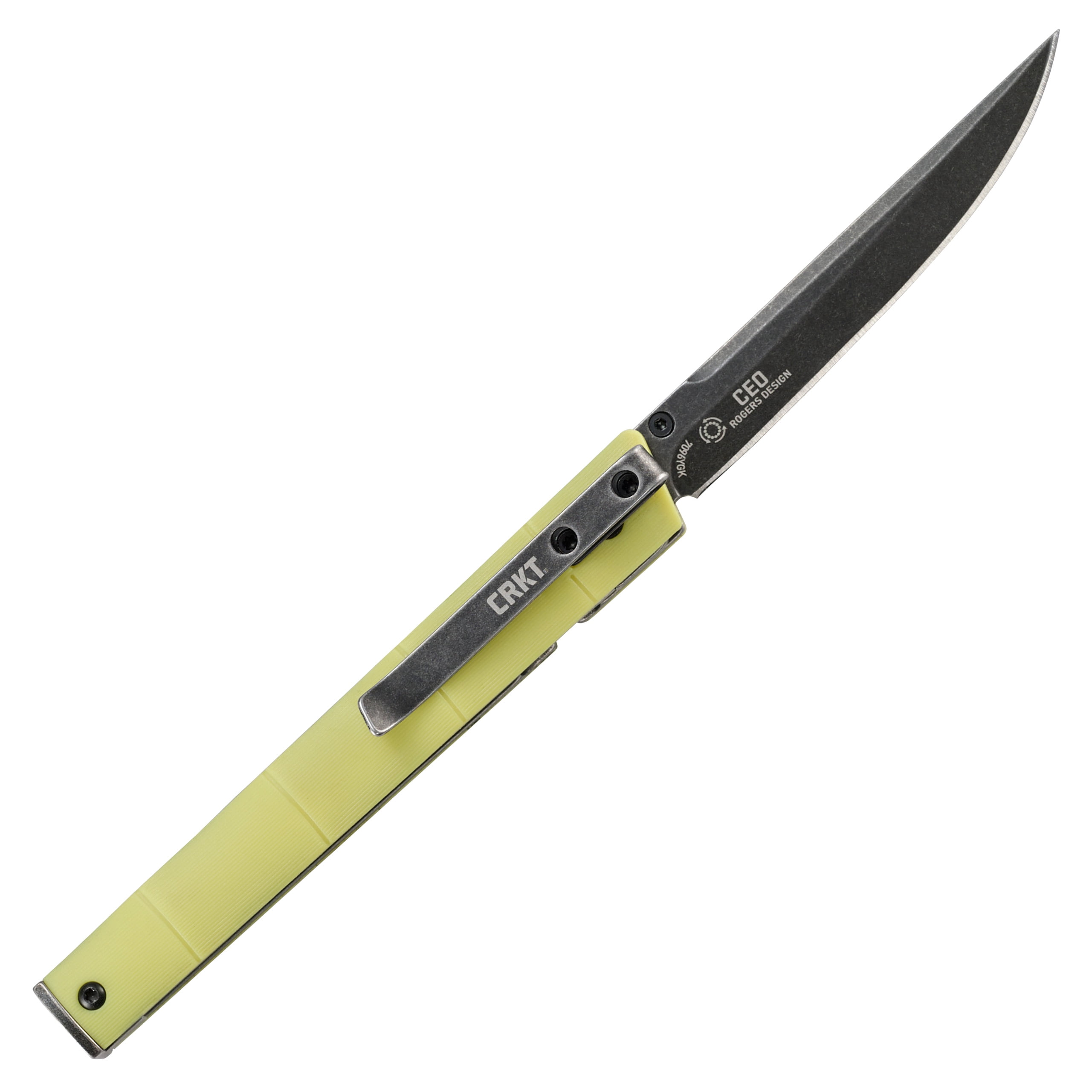 CRKT CEO Everyday Carry EDC Pocket Folding Knife with Liner Lock: Stainless Steel Plain Edge Blade, Glass-Reinforced Nylon Handle, Pocket Clip, 7096YGK
