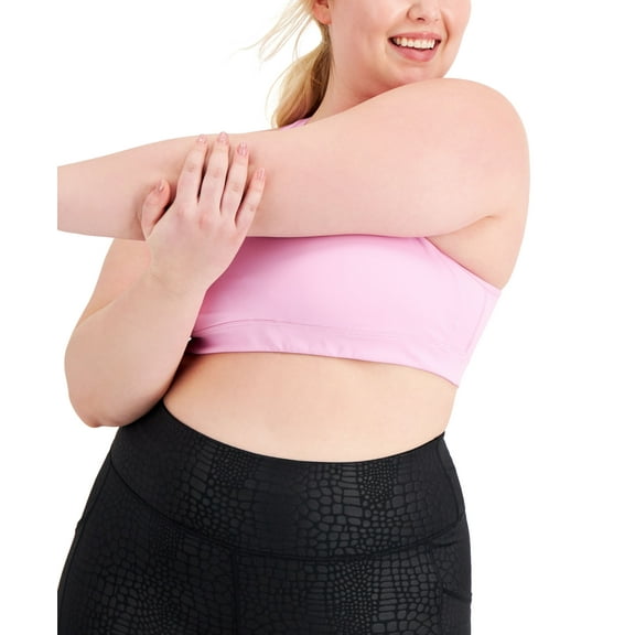 ID Ideology Performance Plus Size Medium Impact Sports Bra Pink Stone 2X