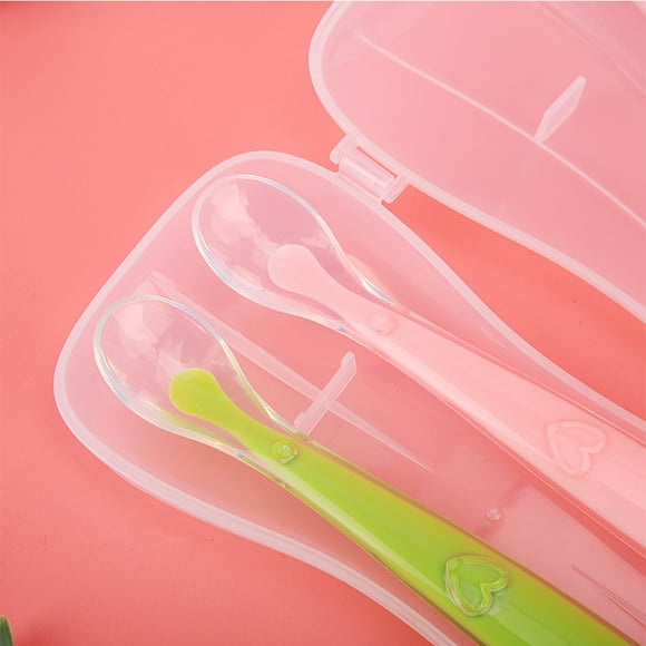 2PCS Silicone Baby Spoons, Infant Spoons Soft Tip Spoons Self Feeding Toddler For Babies Over 4 Months Old With Box