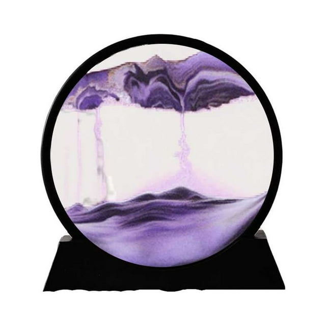 Toystoory Cuadro de arena que fluye para mesa, adorno de estantería, escena de paisaje, decoración giratoria, marco negro, decoración de oficina Decoración Púrpura 12 pulgadas Toystoory HA070970-10