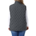thumbnail image 3 of Agnes Orinda Women's Plus Size Quilted Puffer Vest Stand Collar Sleeveless Zip‑Up Gilet Lightweight Warm Casual Outerwear with Pockets 2X Gray, 3 of 6