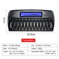 thumbnail image 2 of Muelle de carga PALO PL-NC30 Cargador de batería inteligente universal Pantalla LCD de 4 pulgadas Cargador inteligente Speedy con 12 ranuras para batería de 1.2V Ni-MH Ni-CD Pilas AAA AA Enchufe de EE PALO Muelle de carga, 2 of 7