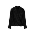 thumbnail image 5 of Long Sleeve Shirts for Women Elegant Dressy Shirts Business Blouse Casual V Neck Ruched Work Office Tops Springs Summer Fall, 5 of 5