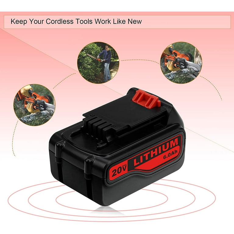 6.0Ah For Black and Decker 20 Volt Lithium Battery LBXR20 LST220