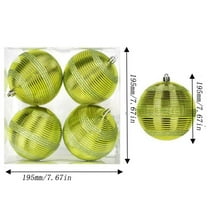 Christmas Ball Ornaments 4 Pcs - 4 inch Extra Large Shatterproof Christmas Balls, Striped Decorations Indoor, Novel Holiday Party Hanging Ornaments for Xmas Tree, Wreath, Vines, Green