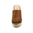 thumbnail image 6 of BLISSFUL STEP Women's Shoes Wedge Heel Open Toe Espadrille Platform Mules Brown 9, 6 of 7