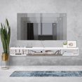 thumbnail image 4 of TV Console,63'' Wall-Mounted Media Console TV Cabinet Floating TV Stand Entertainment Shelf with Door and Storage (Grey White) My Lux Decor Round, 4 of 6