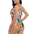 thumbnail image 4 of Sikiie Cute Doodles Print Women One Piece Swimsuits Tummy Control One Shoulder Bathing Suits Ruffle Swimwear, From S to XXL-Small, 4 of 6