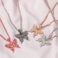 thumbnail image 4 of Collar con colgante de mariposa cubana con temperamento y diamantes de agua y mariposa de estilo hip hop, 4 of 6