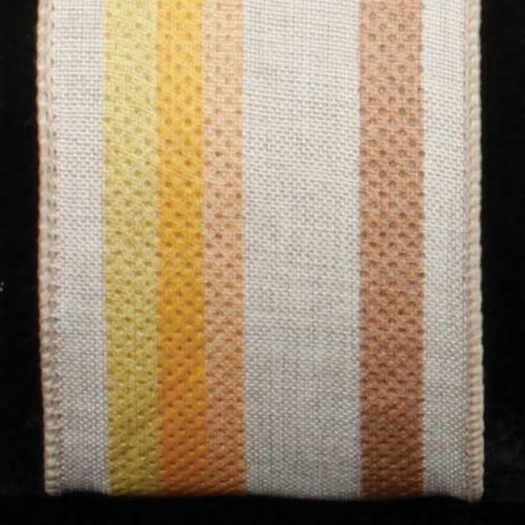 The Ribbon People Ivory and Yellow Wired Craft Ribbon with Stripes 2.5" x 20 Yards