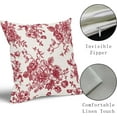 thumbnail image 4 of Vintage Floral Pillow Covers 20x20 Inch Set of 2 Wine Red and Cream Floral Throw Pillow Covers Chinoiserie Flower Pillowcases Rustic Farmhouse Cotton Linen Cushion Covers for Couch Bed Sofa Home Decor, 4 of 6