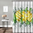 thumbnail image 2 of Yellow Lemon Summer Shower Curtain, Grey Buffalo Plaid Shower Curtain Set with Hooks, Spring Summer Waterproof Fabric Shower Curtains for Bathroom Decor, 72x72 Inch Bath Curtain, 2 of 6