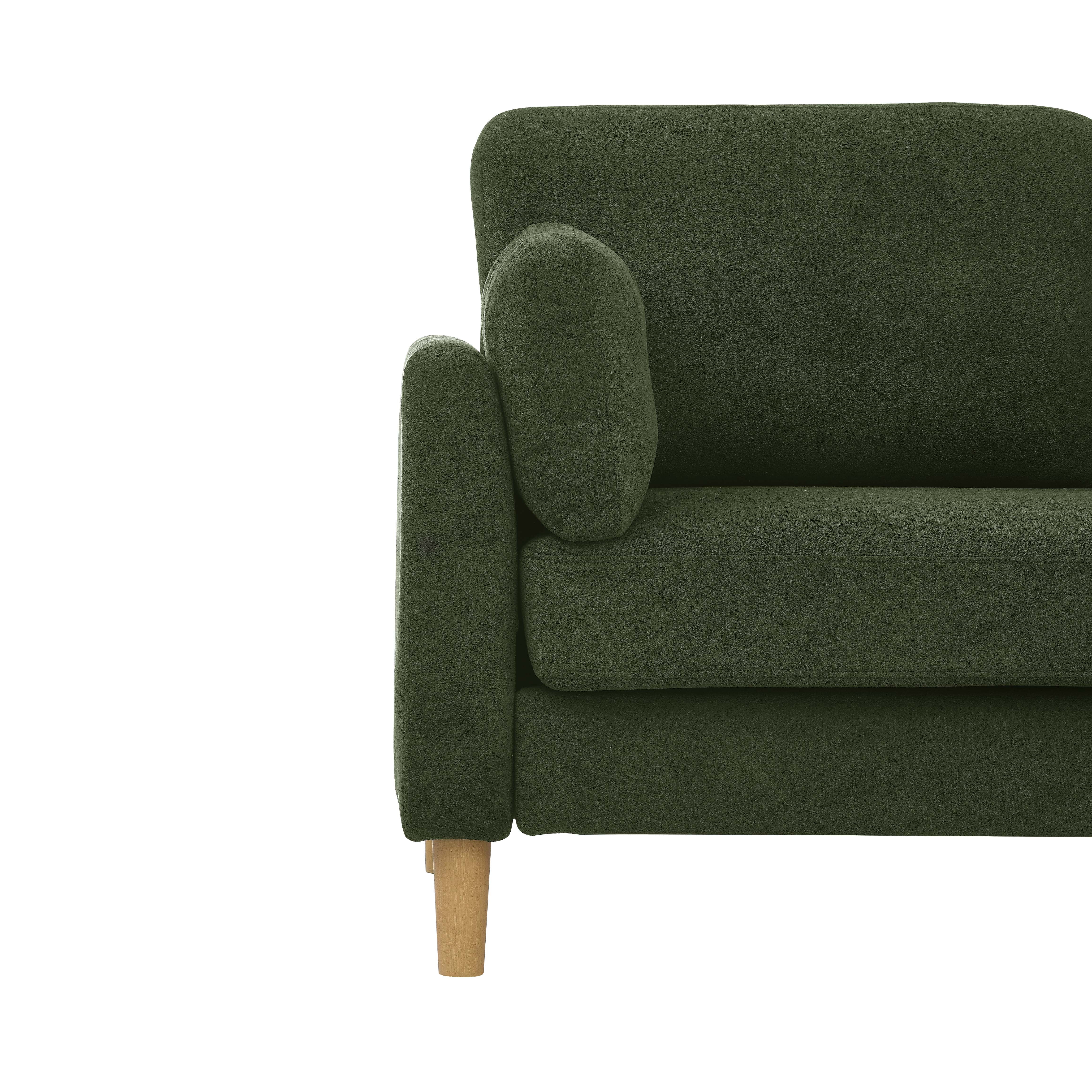 Aukfa 66" Modern Sofa, Minimalist Loveseat for Living Room, 2-Seater Couch w/ Plush Cushions, Green