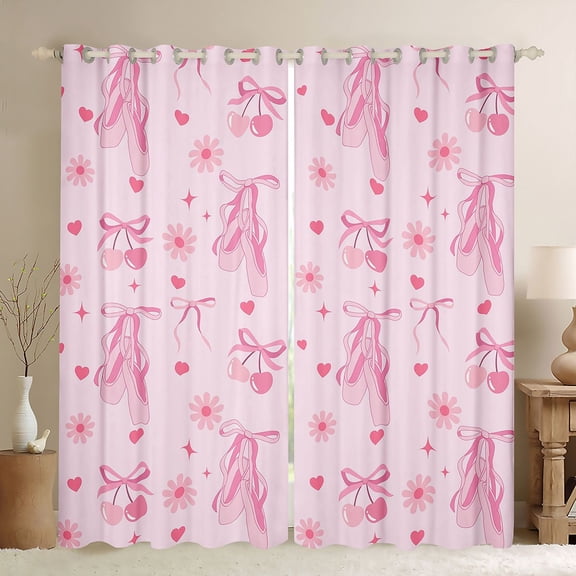 Feelyou Ballet Princess Black Out Curtains, Bowknot Curtains Pack of 2 (42x63 Each)