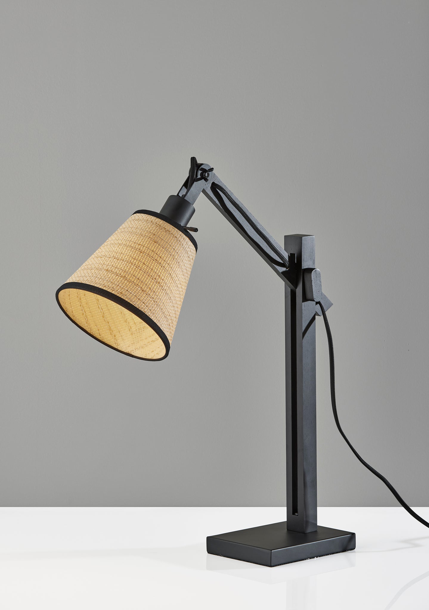 Adesso Walden 19"-25" 60W Adjustable Desk Lamp Black Wood