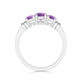thumbnail image 2 of February Birthstone Ring - Vintage Style Three Stone Amethyst Wedding Band Ring in Platinum (5mm Amethyst) - SR0347AM-PT-A-5-3, 2 of 5