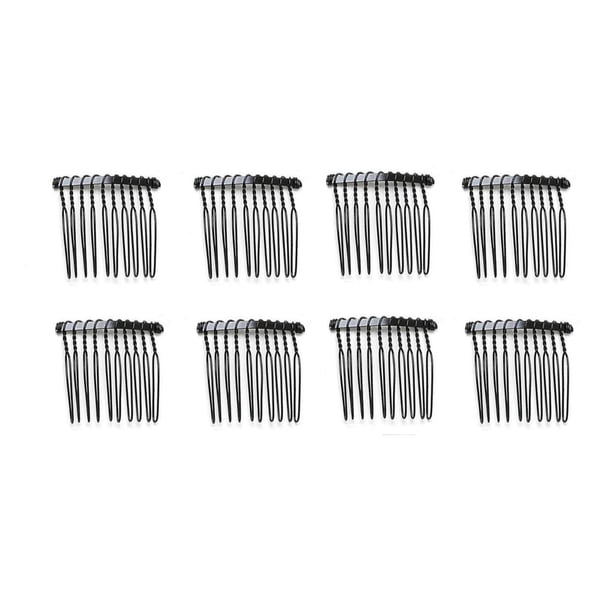 10 pasadores y pinzas para el cabello de alambre de metal, 10 dientes/4 cm, peinetas torcidas para novia, horquillas para el pelo para bodas, fiestas, paquete a granel para mujeres y niñas (negro)